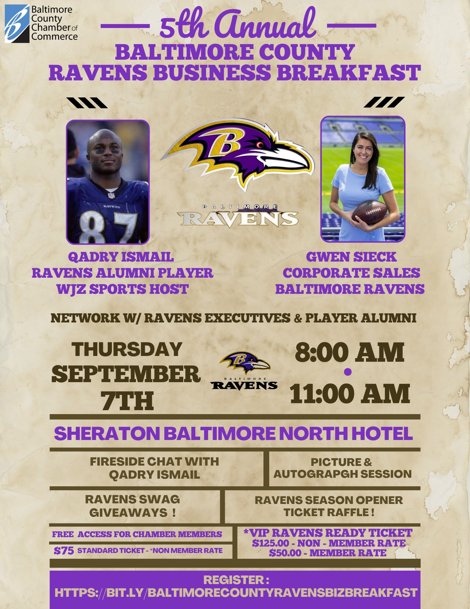 5th Annual Baltimore County Chamber Ravens Business Breakfast